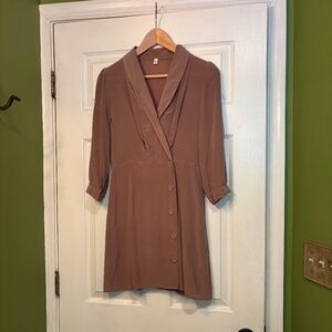Silk Mauve Side Button Down dress